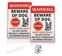 Beware of The Dog Sign,Dog Signs for Gates Outdoor Tin Signs Keep Gate Shut,7.9 x 11.8 Inches Dog Warning Sign with Screws Cable Ties Rust Weatherproof UV Resistant for Fence Door Gate Wall