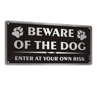 Beware of the Dog Sign Metal 5.9x11.8 Inches, Enter at Your Own Risk Sign Brushed Aluminum