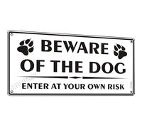 Beware of the Dog Sign Metal 5.9x11.8 Inches, Enter at Your Own Risk Sign Reflective Aluminum