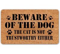 Beware Of The Dog The Cat Is Not Trustworthy Either Entrance Rug Washable Doormat Decorative Front Doormats For Garden Front Door Pets 40 X 60Cm