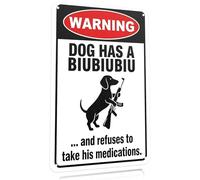 Beware of the Dog Tin Sign, Humorous Warning Metal Sign with Dog Has a Guns Design, Funny Wall Prints for Gates Decor, Novelty Wall Picture for Garden, Fence and Yard