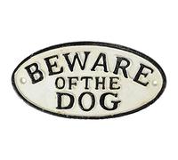 Beware Of The Dog Traditional Cast Iron Metal Sign Rustic Plaque Painted Sign