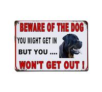 Beware Of The Dog Warning Sign With Rottweiler Image Tin Sign Vintage Metal Sign for Cafe Bar Pub Home Wall Decor Metal Poster 8x12 Inch