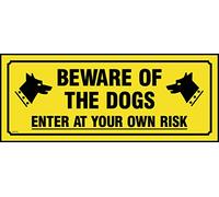 Beware of the Dogs Enter At Your Own Risk Sign - 210mm x 85mm - Self Adhesive Sticker (MISC163)