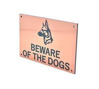 Beware of the Dogs Sign (German Shepherd) - Easy to See Warning, Indoor/Outdoor Notice, Deterrent Sign (Copper)