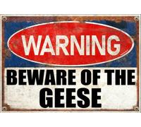 BEWARE OF THE GEESE GOOSE POULTRY FARM FARMER METAL PLAQUE TIN GATE SIGN WALL (Aluminium A5 (200x150mm) Approx)