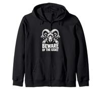 Beware Of The Goat Occult Symbol Dark Esoteric Warning Zip Hoodie