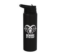 Beware of The Goat Ram Head Symbol Design Stainless Steel Insulated Water Bottle