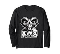 Beware of The Goat Ram Warning Graphic Long Sleeve T-Shirt