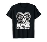 Beware of The Goat Ram Warning Graphic T-Shirt