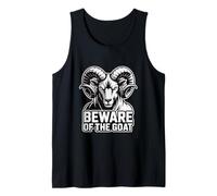 Beware of The Goat Ram Warning Graphic Tank Top