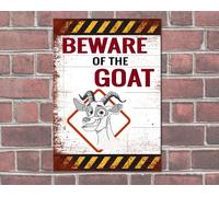 BEWARE Of THE GOAT Retro Metal Plaque Sign Man Cave Bar Pub Wall Sign Party Vintage Gift