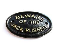 Beware Of The Jack Russell Wall Plaque In Black With Gold Raised Lettering