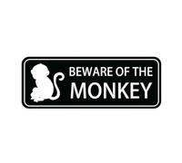 Beware Of The Monkey Graphic Sign,Self Adhesive Sign For Front Door Or Wall 10 X 3 Inch Quick And Easy Installation Design For Home Office Business