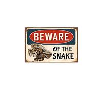 Beware Of The Snake Metal Tin Sign Warning Sign Safety Signs Aluminum Sign For Alt Room Decor, Indoor & Outdoor Signs For Home, Office, Work 14x20cm