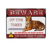 Beware Of The Tiger Vintage Metal Tin Sign Funny Vintage Signs For Outdoor Metal Signs Wall Decor-8x12 Inch