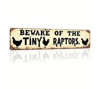 Beware of the Tiny Raptors Metal Tin Sign Farmhouse Wall Decor for Kitchen Farmhouse Entryway Home Living Room 4x16 Inch