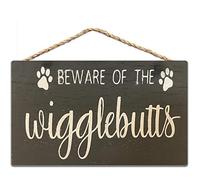 Beware of The Wigglebutts Rustic Tin Sign Pallet Dog Lover Home Decor 8x6 Inch Metal Poster Retro Funny Decorative Plaque