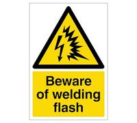 Beware of welding flash - Portrait 200 x 300 mm - 3mm Brushed Aluminium Composite
