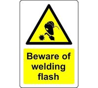 Beware of welding flash welder safety sign - 1mm Plastic sign (400mm x 300mm)