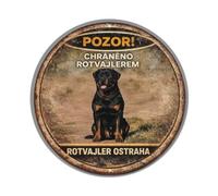 Beware Protected By Rottweiler Metal Tin Sign Plaque | Wall Decor for Cafe, Club Bar, Office, Home Garden Metal Poster 4x16Inch or 8x8inch
