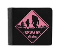 Beware Sasquatch Bigfoot Sign Small Billfold Wallet Front Pocket Wallets Card Holder Slim Passport Purse for Men Women