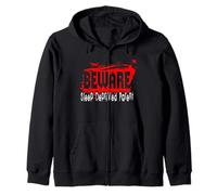 Beware Sleep Deprived Parent Tired Mom Dad Life Zip Hoodie