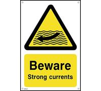 Beware Strong Currents - 300mm x 400mm - 1.2mm Rigid Plastic Drilled Sign (WS22)
