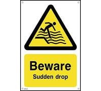 Beware Sudden Drop - 200mm x 300mm - 3mm Metal Composite Drilled Sign (WS33)