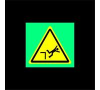 Beware sudden drop safety sign - 100mm x 100mm 1.2mm Photoluminescent glow in the dark rigid plastic with self adhesive backing