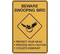 Beware Swooping Bird Wildlife Alert Warning Metal Sign Aluminum Signs for Outdoors Use Yard Farm Fence Home Wall Decor 8x12 inch
