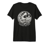 Beware The Deep Vintage Nautical Shark Kraken Art Premium T-Shirt
