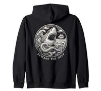 Beware The Deep Vintage Nautical Shark Kraken Art Zip Hoodie