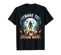 Beware The Hollow Night Scarecrow Horror Scene T-Shirt, Men, Black, Small