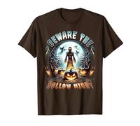 Beware The Hollow Night Scarecrow Horror Scene T-Shirt, Men, Brown, Large