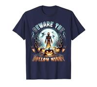 Beware The Hollow Night Scarecrow Horror Scene T-Shirt, Men, Navy Blue, 5X-Large