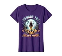 Beware The Hollow Night Scarecrow Horror Scene T-Shirt, Women, Purple, XX-Large