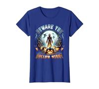 Beware The Hollow Night Scarecrow Horror Scene T-Shirt, Women, Royal Blue, 3X-Large