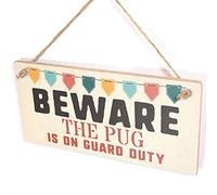 Beware The Pug is On Guard Duty Sign - Funny Super Cute Pug Sign