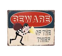 Beware The Thief Metal Sign Warning Sign Safety Signs For Home Outdoor Garden 16x12 Inches