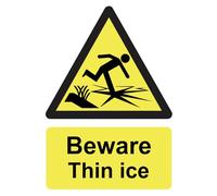Beware Thin Ice Danger Warning Health & Safety Sign Self Adhesive Sticker A4 297mm x 210mm*