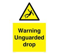Beware Unguarded Drop Sign - 400x600mm - A2P