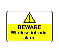 Beware wireless intruder alarm - Self adhesive sticker - 200mm x 150mm