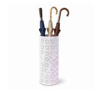BEWBBAT Umbrella Stand Rack for Entryway, Free Standing Metal Umbrella Holder, Round Umbrella Organizer Bin with 3 Hooks for Long Short Umbrella, Walk Stick, Home Office Indoor, 17 x 7 Inch, White