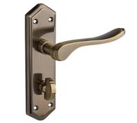 Bewdley Thumbturn Lock Bathroom Door Handle - Antique Brass - Pair - Designer Levers