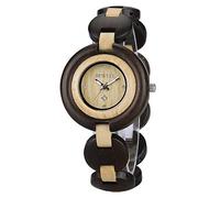 BEWELL Wood Watch Women Handmade Lightweight Analog Quartz Dress Wrist Watches with Wooden Bracelet