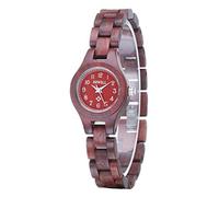 Bewell Wooden Watch Women W123A Small Dial Simple Wristwatch for Ladies (red)