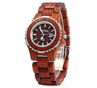 BEWELL ZS-100BL Wooden Women Quartz Watch with Luminous Hands Metal Case 30M Water Resistance