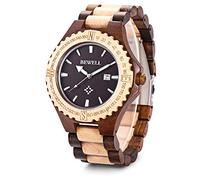 BEWELL ZS - W023A Men Wooden Bangle Quartz Watch with Date Display