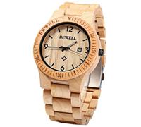 Bewell ZS - W086B Wood Men Watch Analog Quartz Movement Date Display